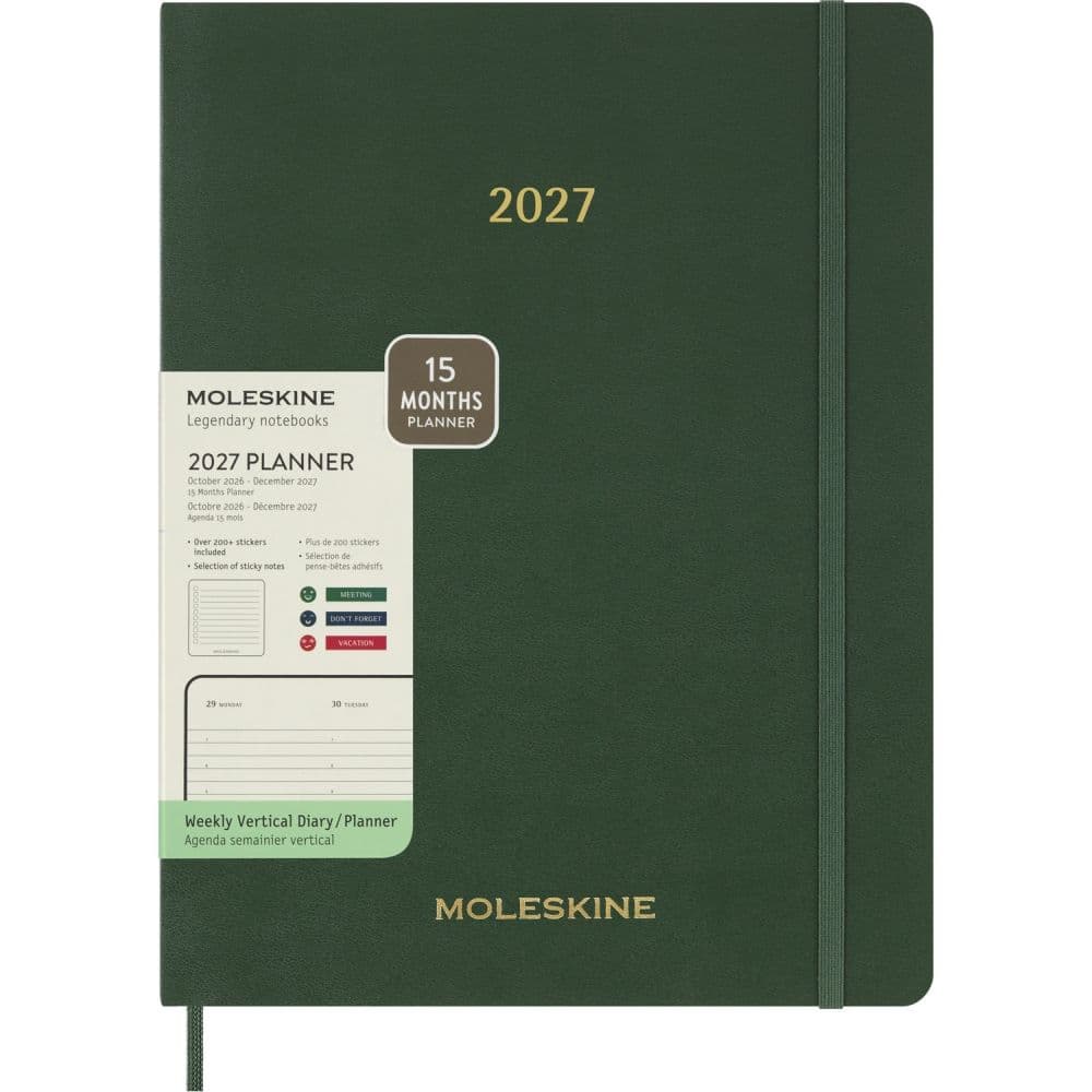 Moleskine 2027 15-Month Essential Planner, Soft Cover, Weekly Vertical, XXL (8.5 x 11), Myrtle Green, 128 pages