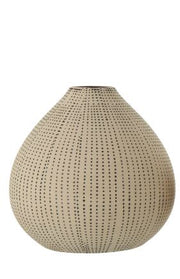 Vase Stoneware Textured Off White & Black Dots 4.75"h by Homeportonline