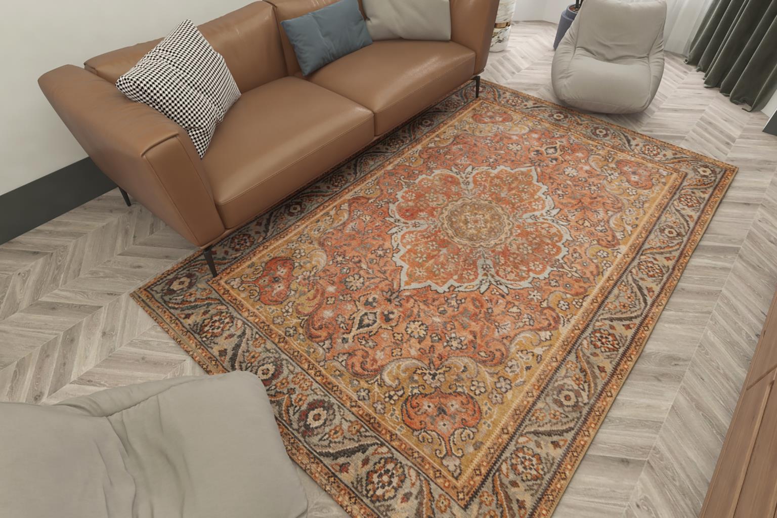 London Valencia Rust Washable Rug 5' x 7'6" by Homeportonline