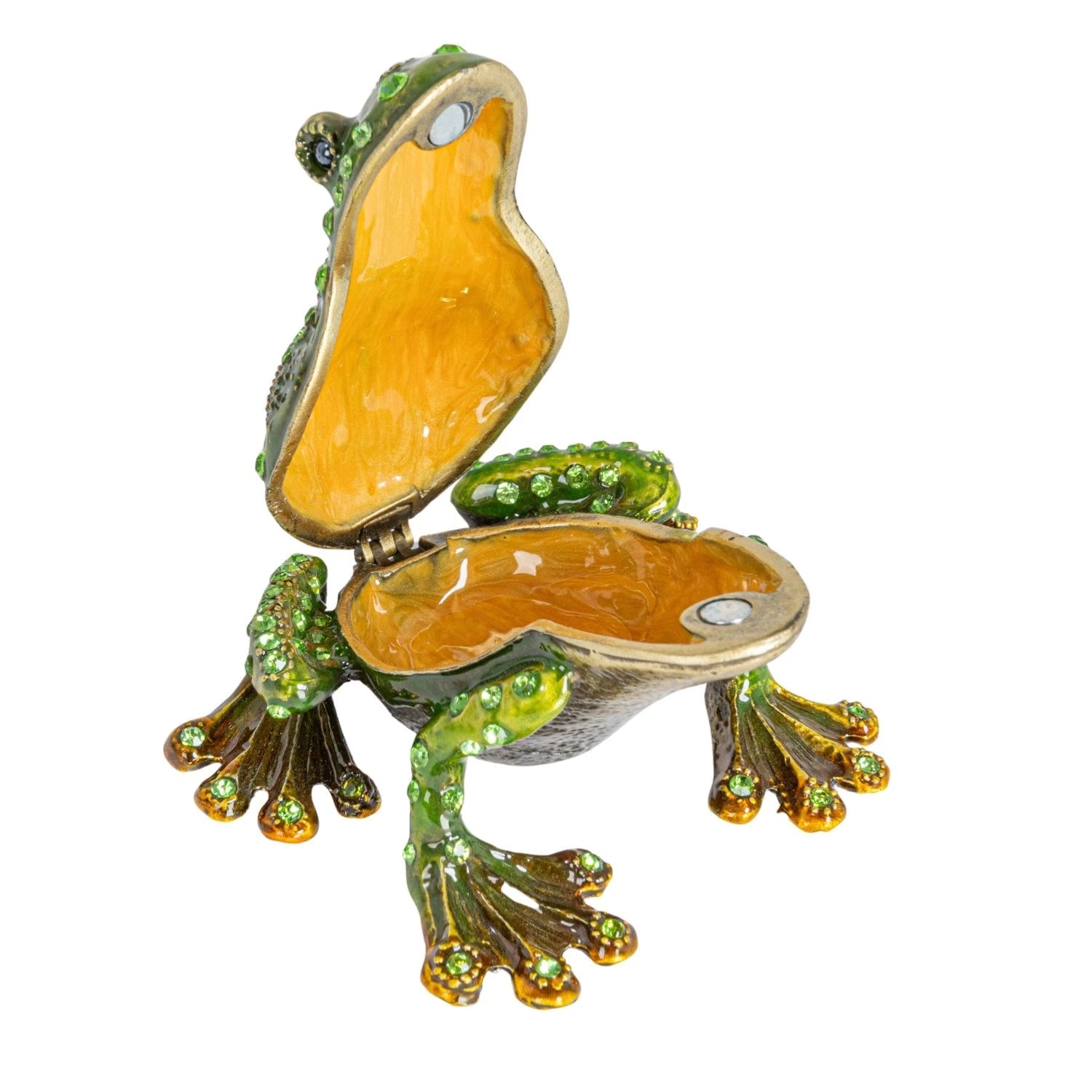 Trinket Box Enameled Metal Frog 3"l x 2.25"h by Homeportonline