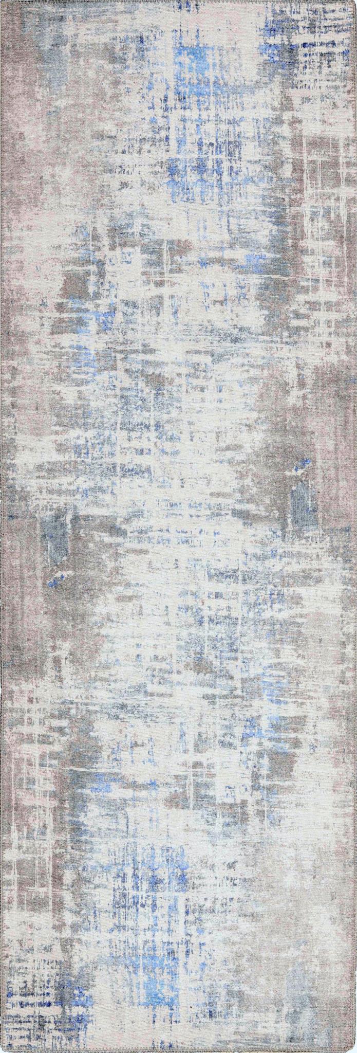 London Elements Grey/Blue Washable Rug 2' x 3' by Homeportonline