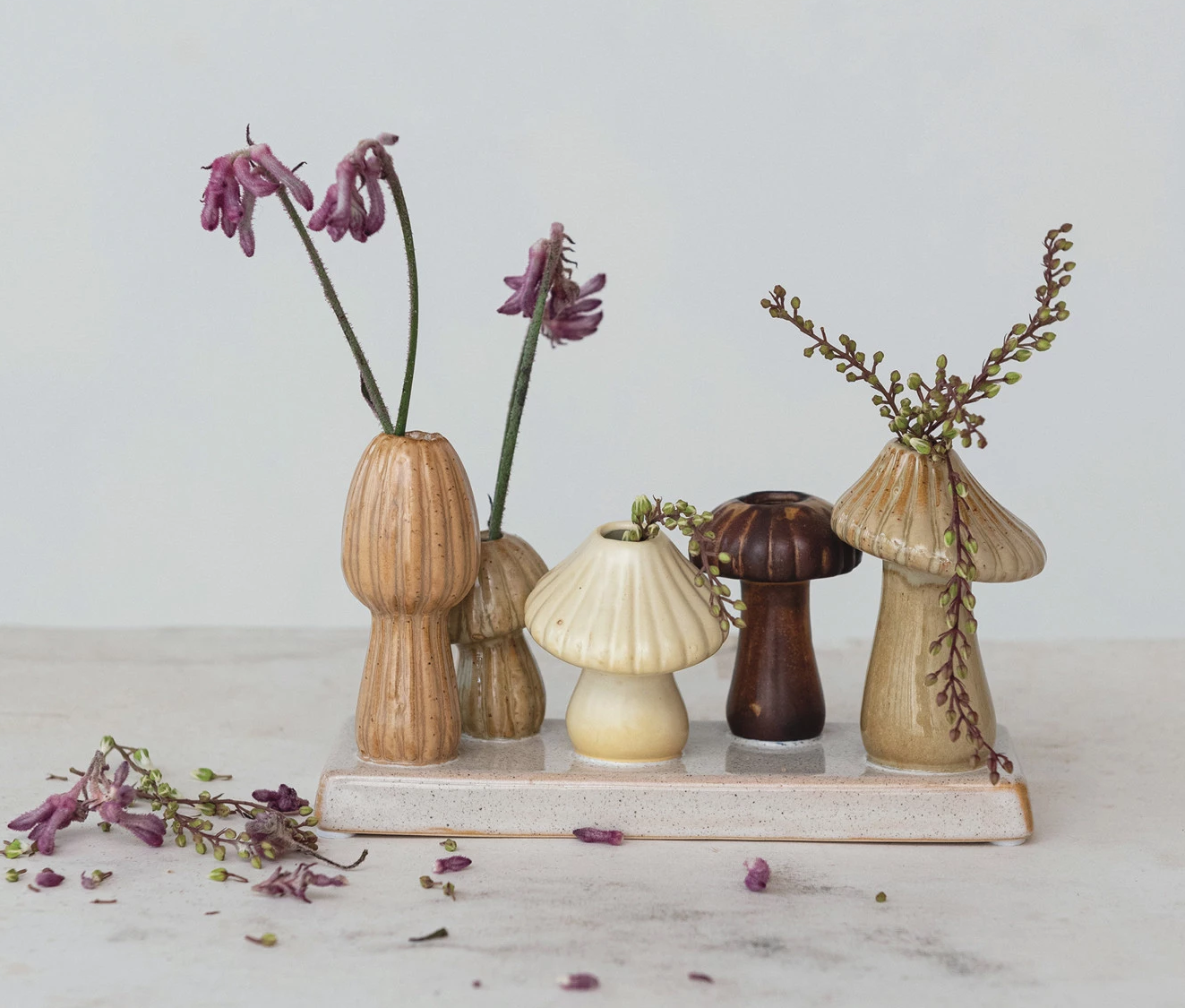 Vase Stoneware Mushrooms Shaped 5 Shapes on Base by Homeportonline