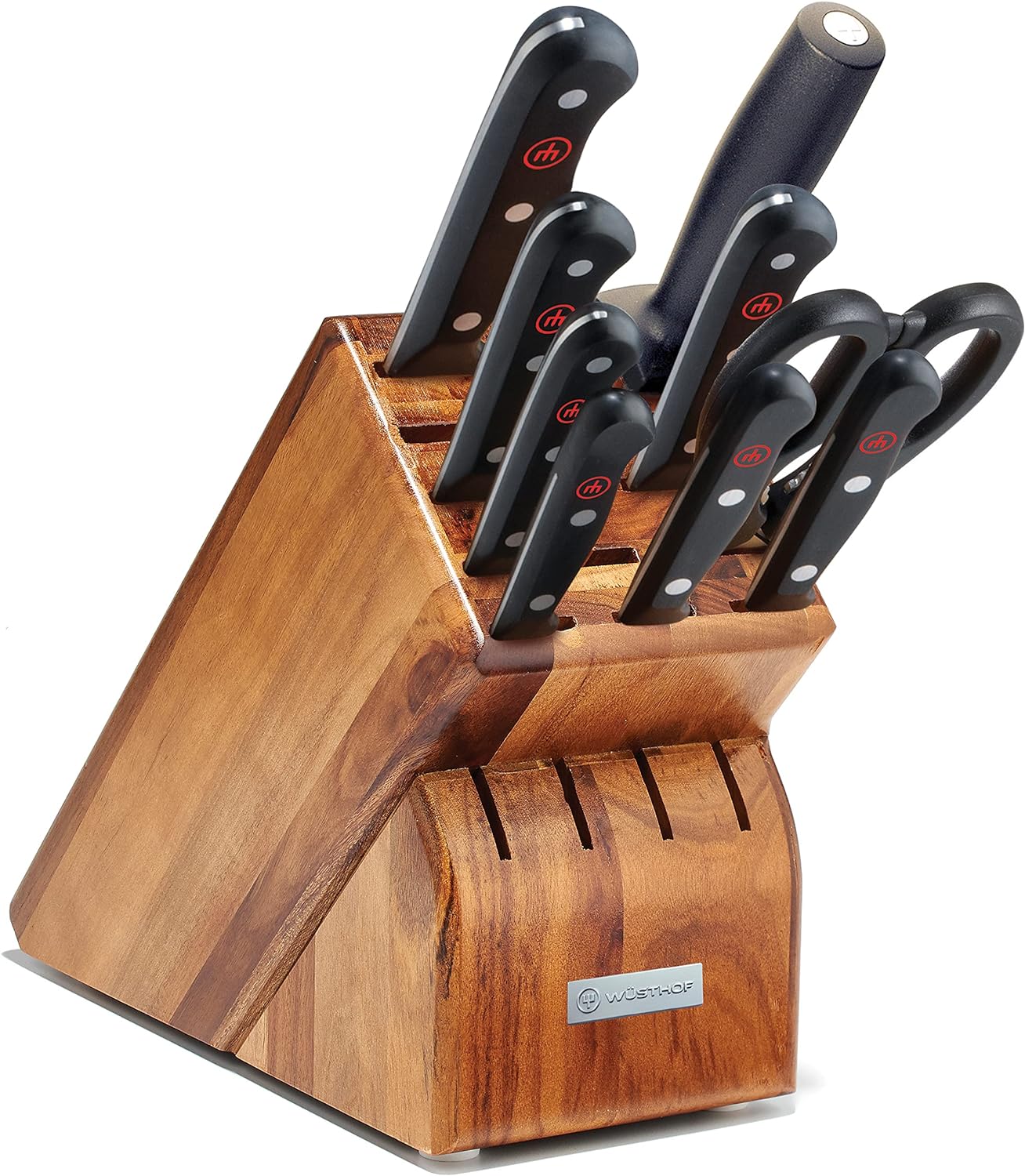 Gourmet 10pc Knife Block Set 15-Slot Acacia by Homeportonline