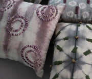 Pillow Tie Dye Embroidered Linen Grey 18" Square by Homeportonline