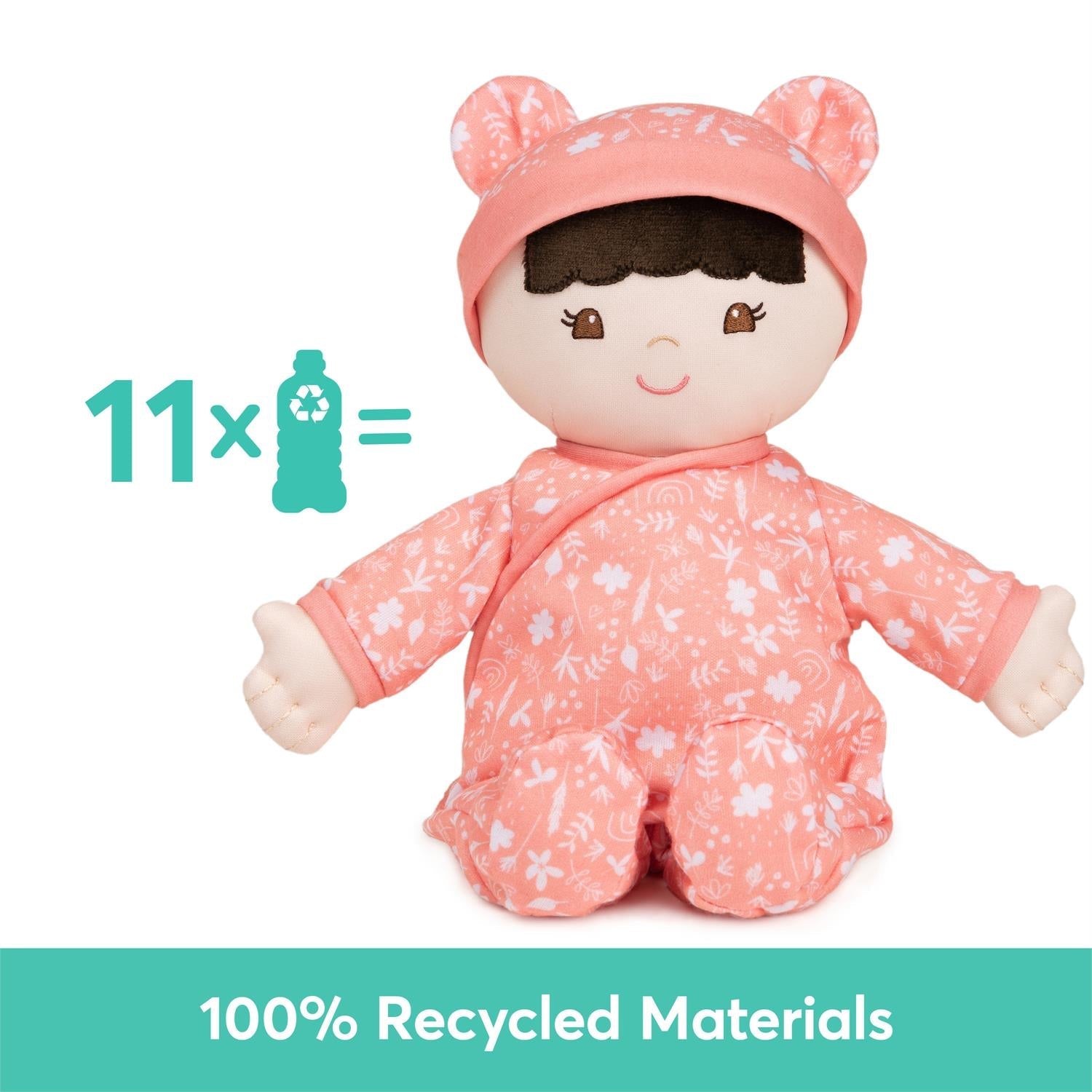 Plush Baby Doll Sustainable Hibiscus Dressed In A Peach Onesie by Homeportonline