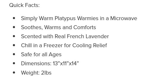 Warmies Platypus Lavender Pink by Homeportonline