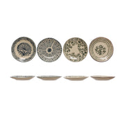 Hand-Stamped Stoneware Bowl w/ Blue Botanicals, 4 Styles (Sold Individually) by Homeportonline