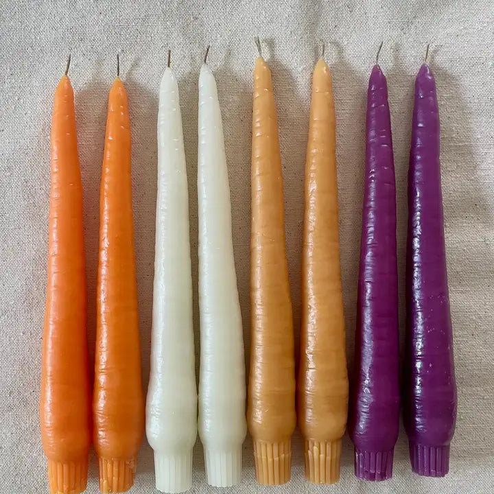 Carrot Beeswax Taper Candle- Orange