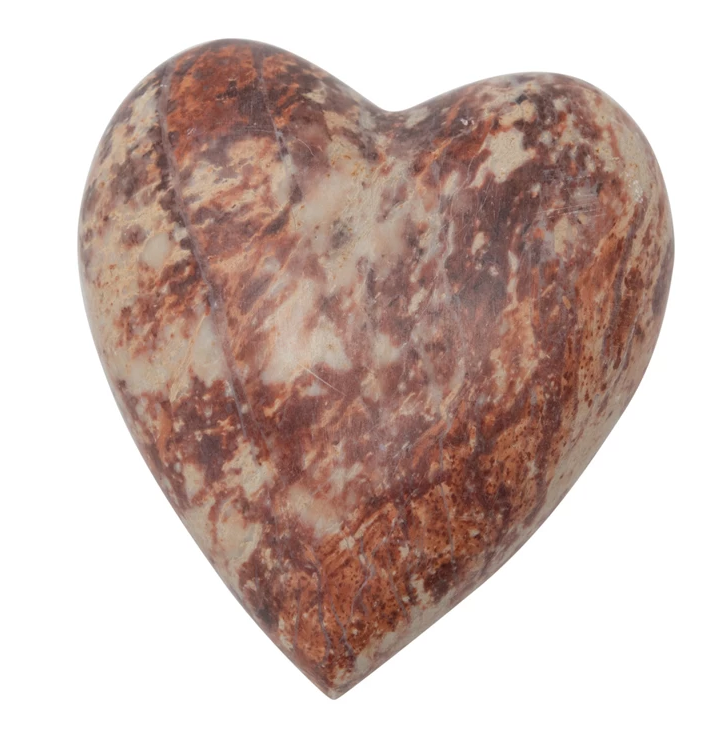 Decorative Soapstone Heart Rose Warm Tones 2.75" Long by Homeportonline