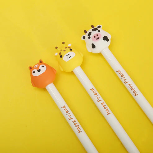 Gel Pen Happy Friends (Giraffe, Cow or Fox) Retractable (Sold Individually) by Homeportonline