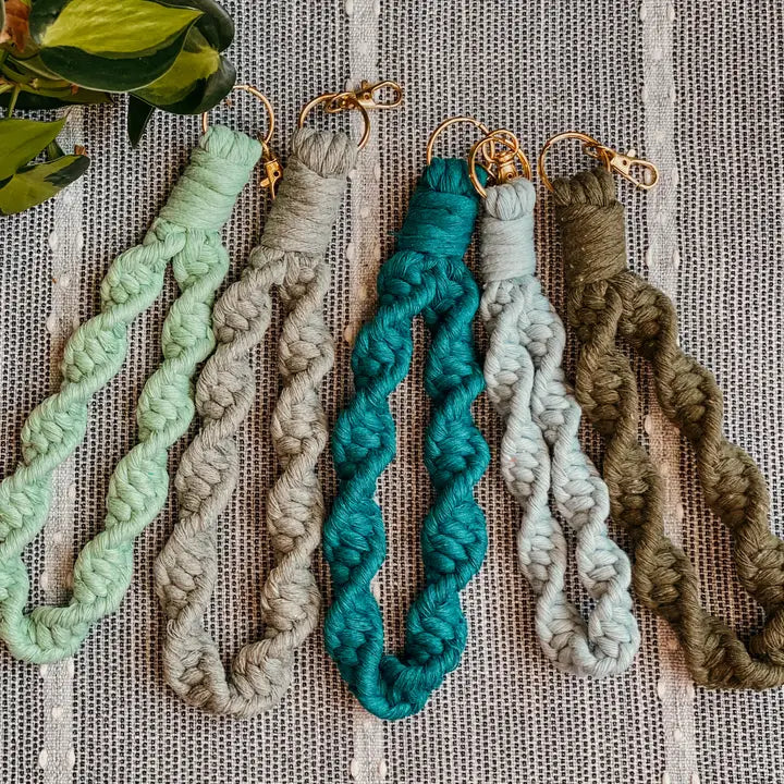 Spiral Marcrame Wristlet Keychain