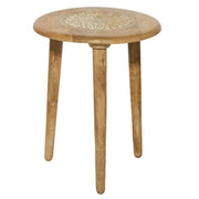Table Carved Medallion Mango Wood Natural 17"d x 22" High by Homeportonline