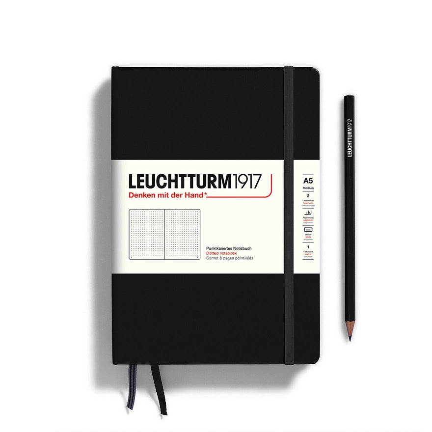 Notebooks - Medium (A5) Black Hardcover Dotted by Homeportonline