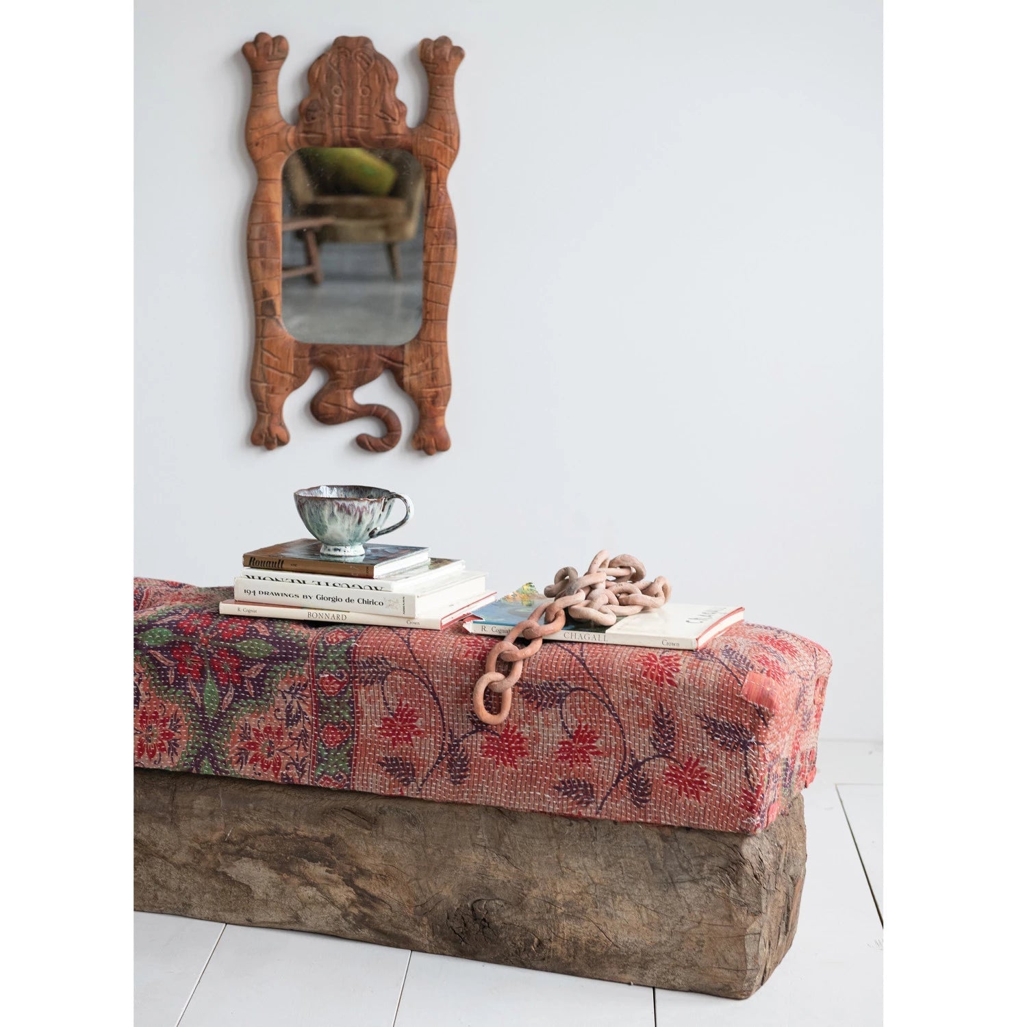 Mirror Acacia Wood Tibetan Tiger 25.5"h by Homeportonline