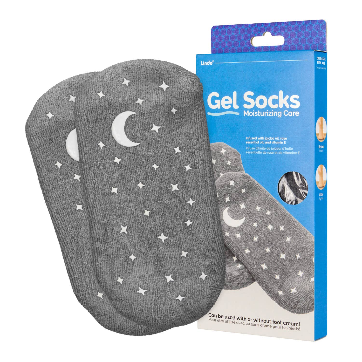 Gel Socks with Essential Oil Infused Gel Lining: Rose in Gray. by SidePony Boutique