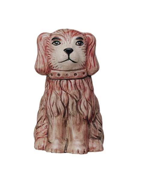Vase Stoneware Vintage Reproduction Dog Pink 4.75"h by Homeportonline