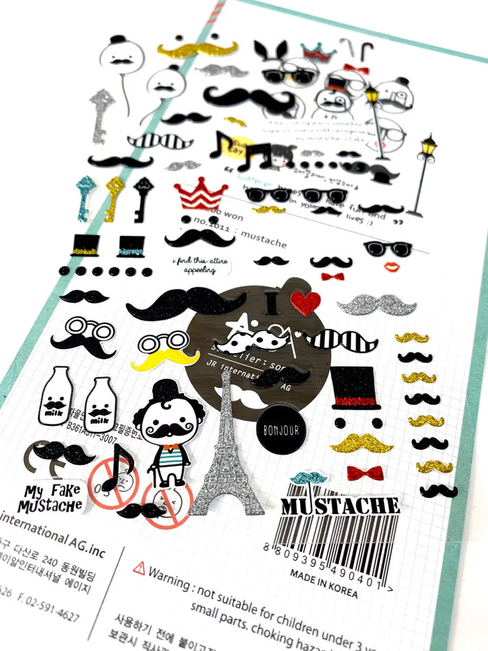 Stickers Mustache Glitter by Homeportonline