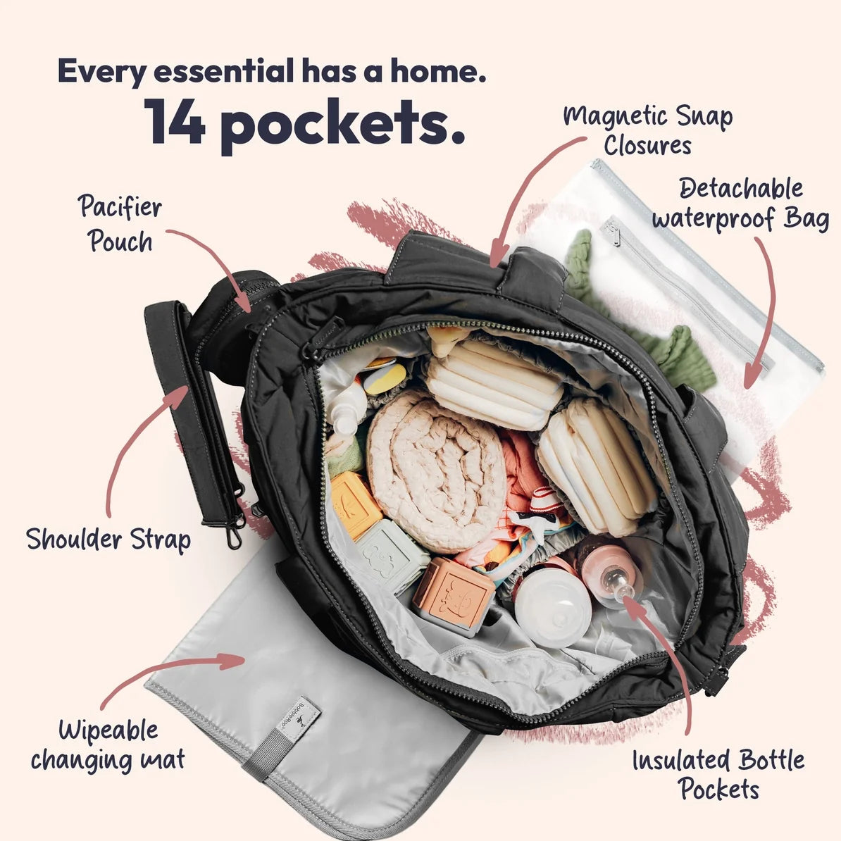 Babbleroo Puffer Diaper Tote Bag