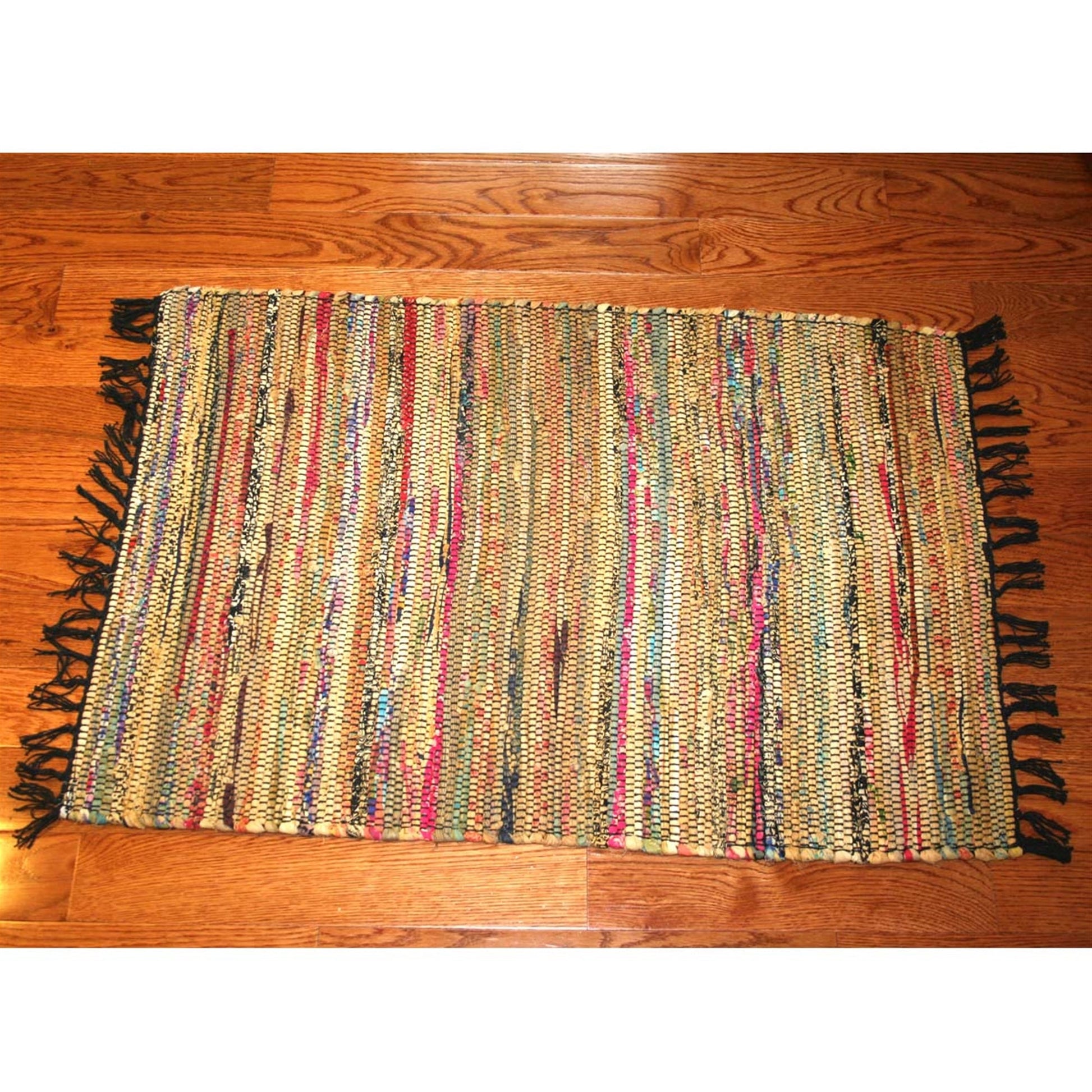 Rag Rug Overdyed Cotton Tan 2'x3 by Homeportonline