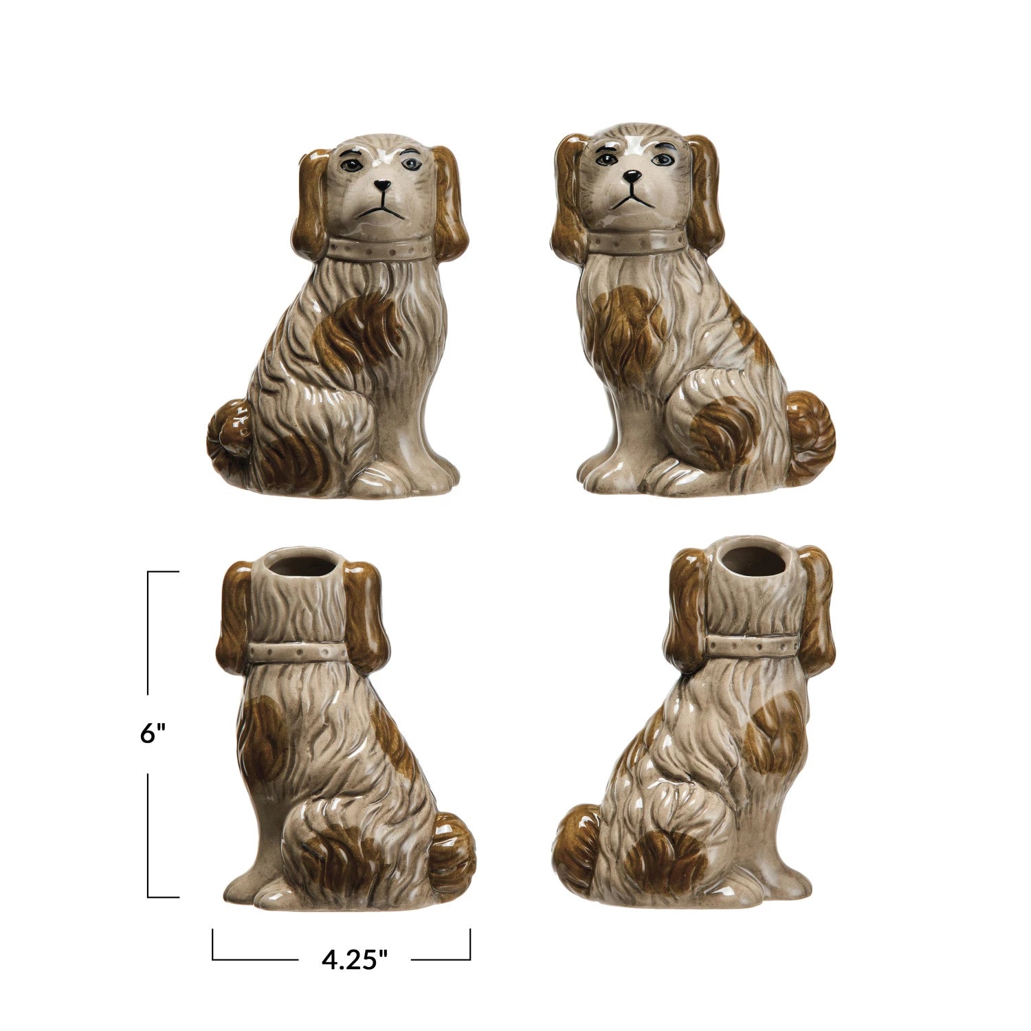 Vase Stoneware Vintage Reproduction Dog Brown 6"h (Sold Individually) by Homeportonline