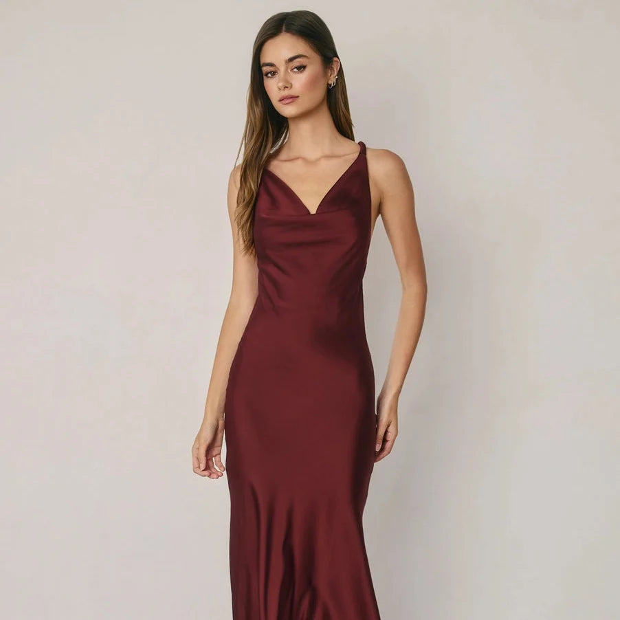 Dress Forum Satin Twisted Strap Maxi Dress