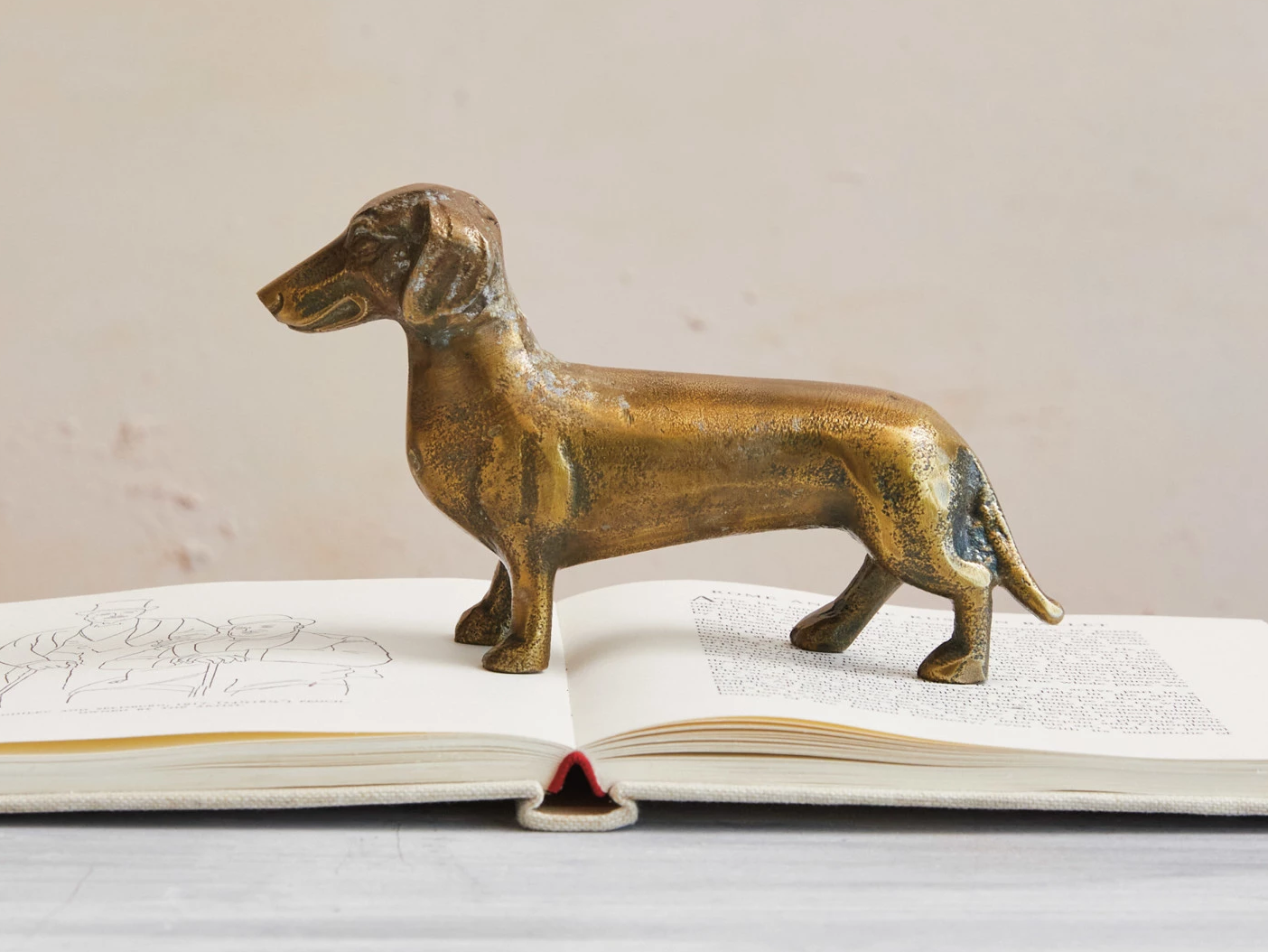Decor Figurine Cast Aluminum Dachshund Brass Finish by Homeportonline