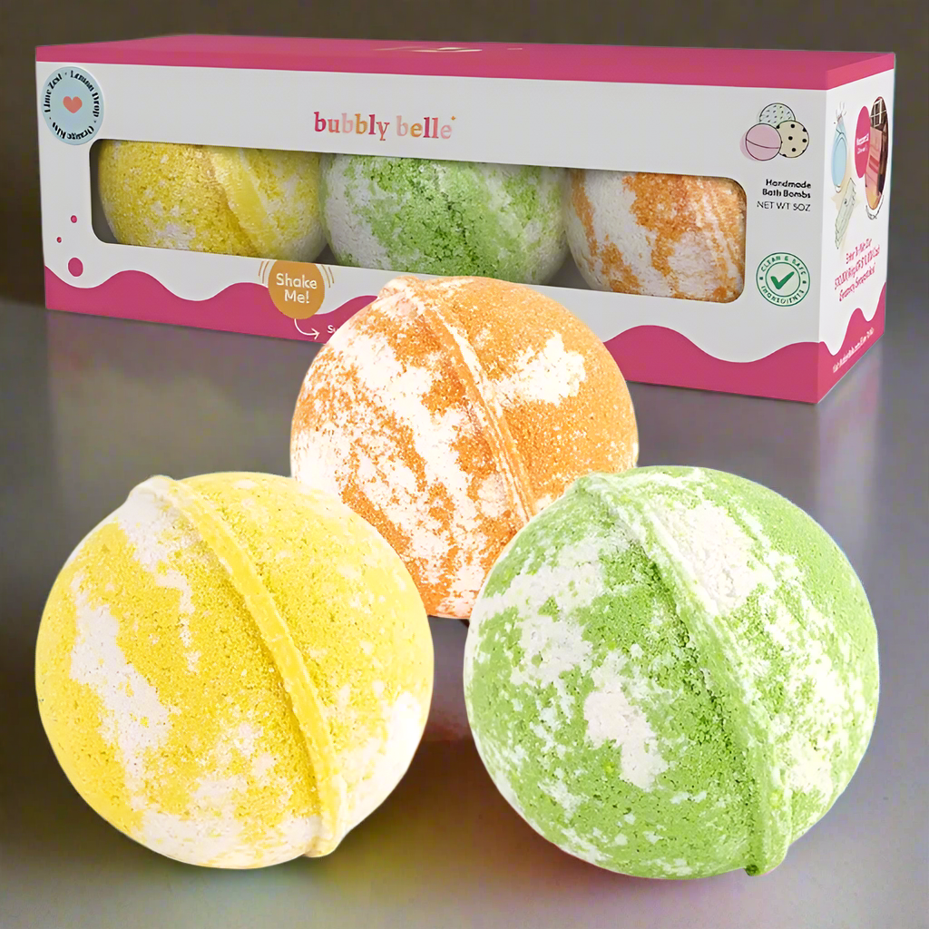 Bubbly Belle - Lemon Drop + Lime Zest + Orange Kiss Bath Bombs by SidePony Boutique