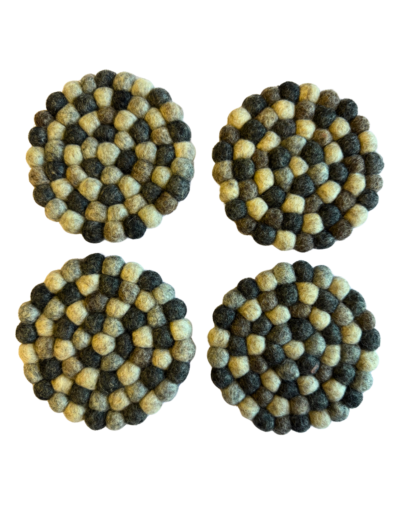 DC Felt Wool Ball Coaster- Square, Circle (set of 4) | 935 FC
