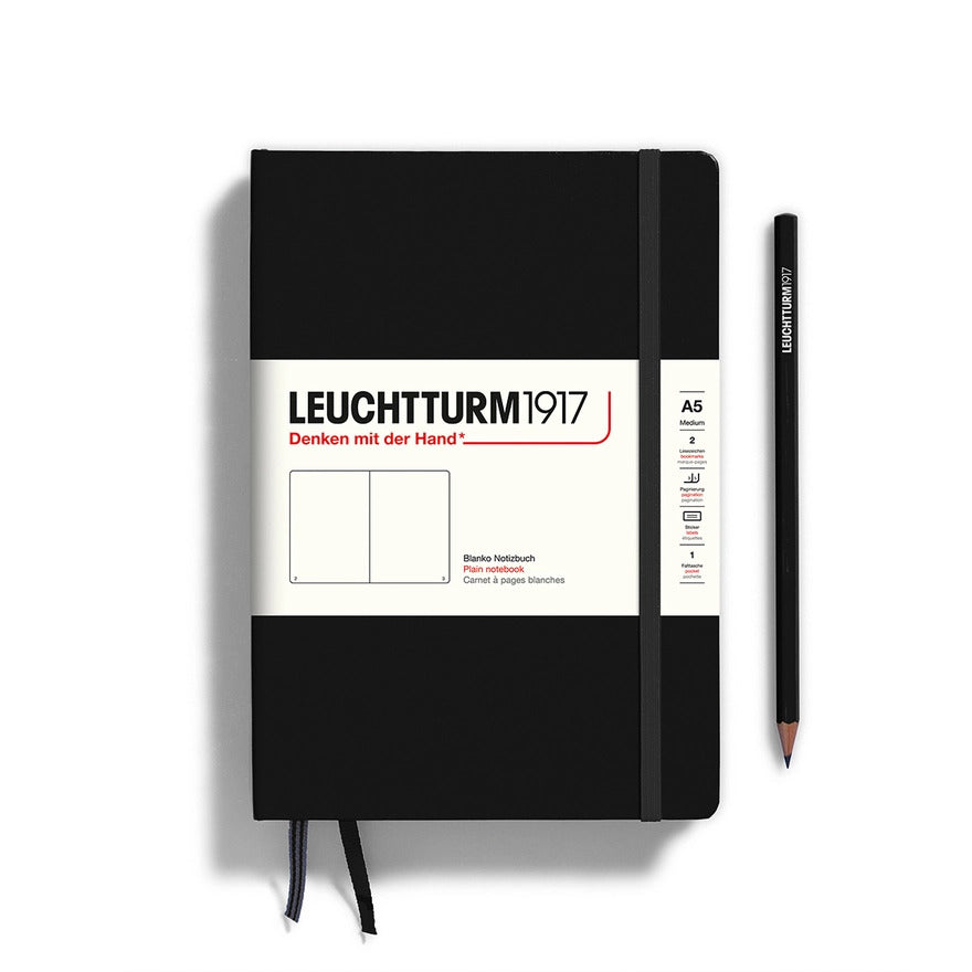 Notebooks - Medium (A5) Black Hardcover Plain by Homeportonline