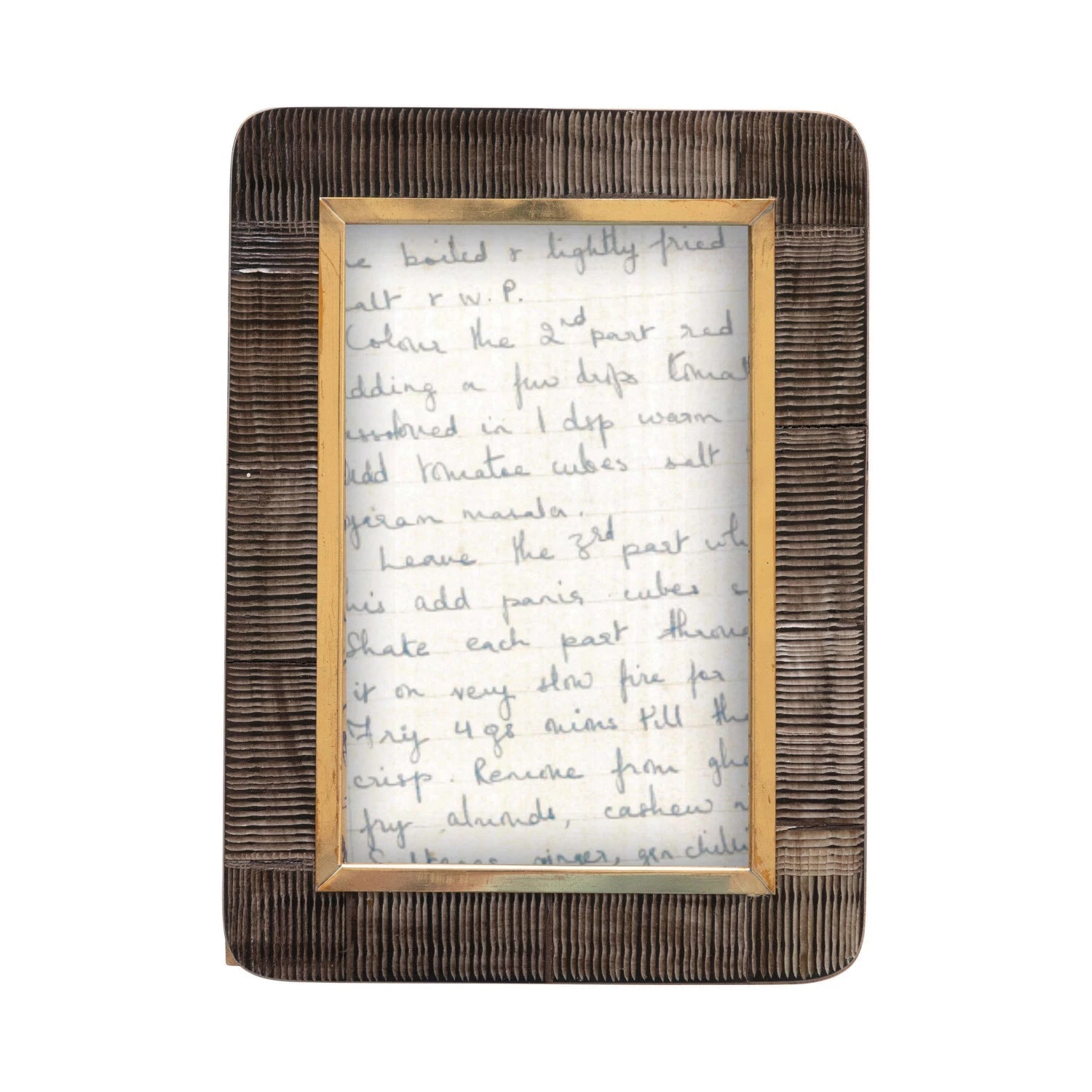 Frame Carved Natural Horn & Brass Black Holds 4"x 6" by Homeportonline