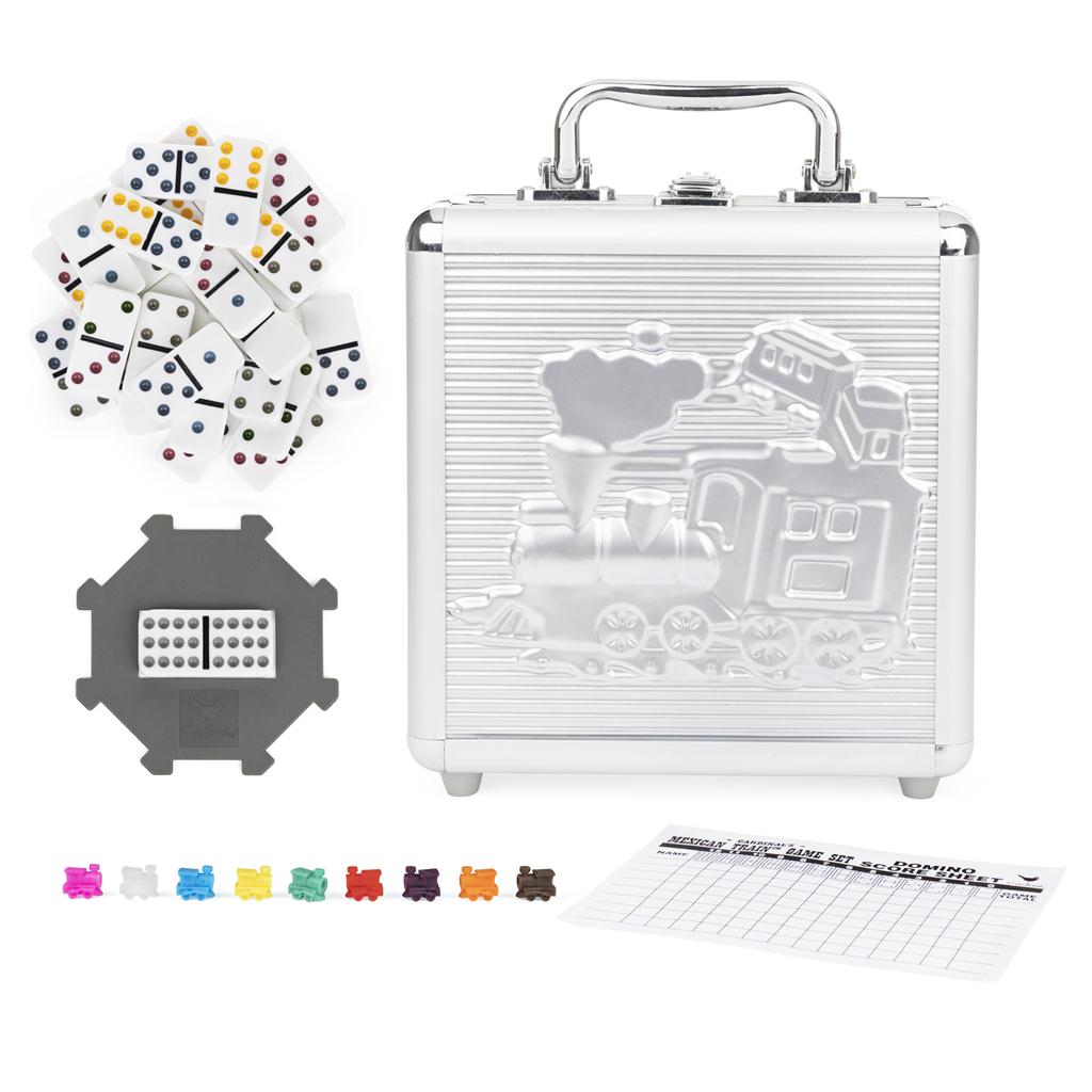 Game Dominoes Mexican Train in Aluminum Carry Case by Homeportonline