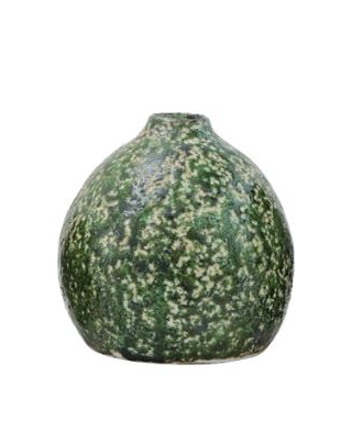 Vase Terracotta Round Speckled Green 4.75" High Medium by Homeportonline