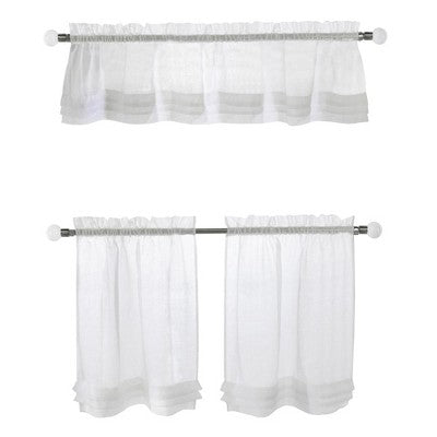 Cote D'Azure Tier Set Cafe Curtain Pair & Valance 52"w x 24" Long (Total For Tier Pair) by Homeportonline