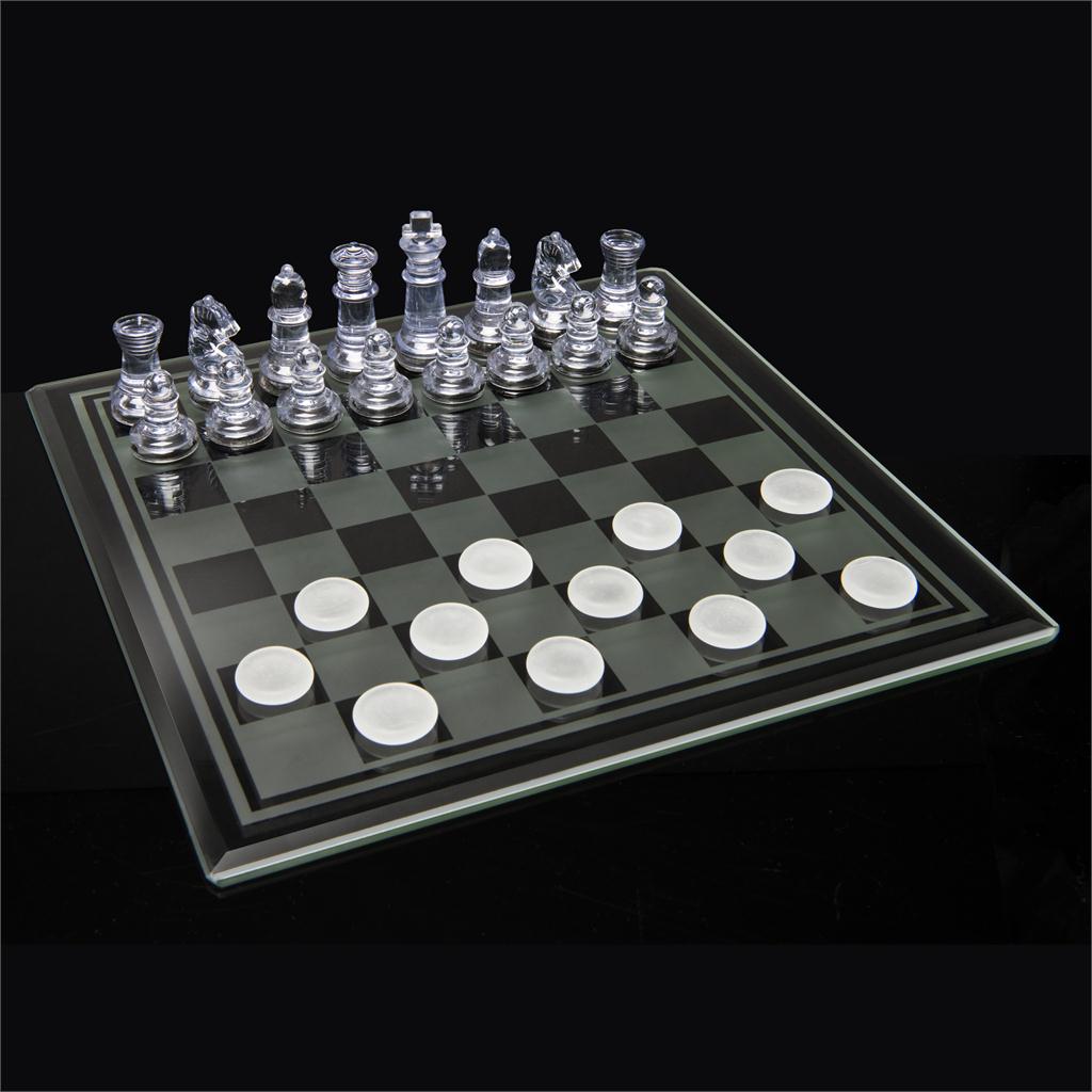 Game Chess & Checkers Glass Board by Homeportonline
