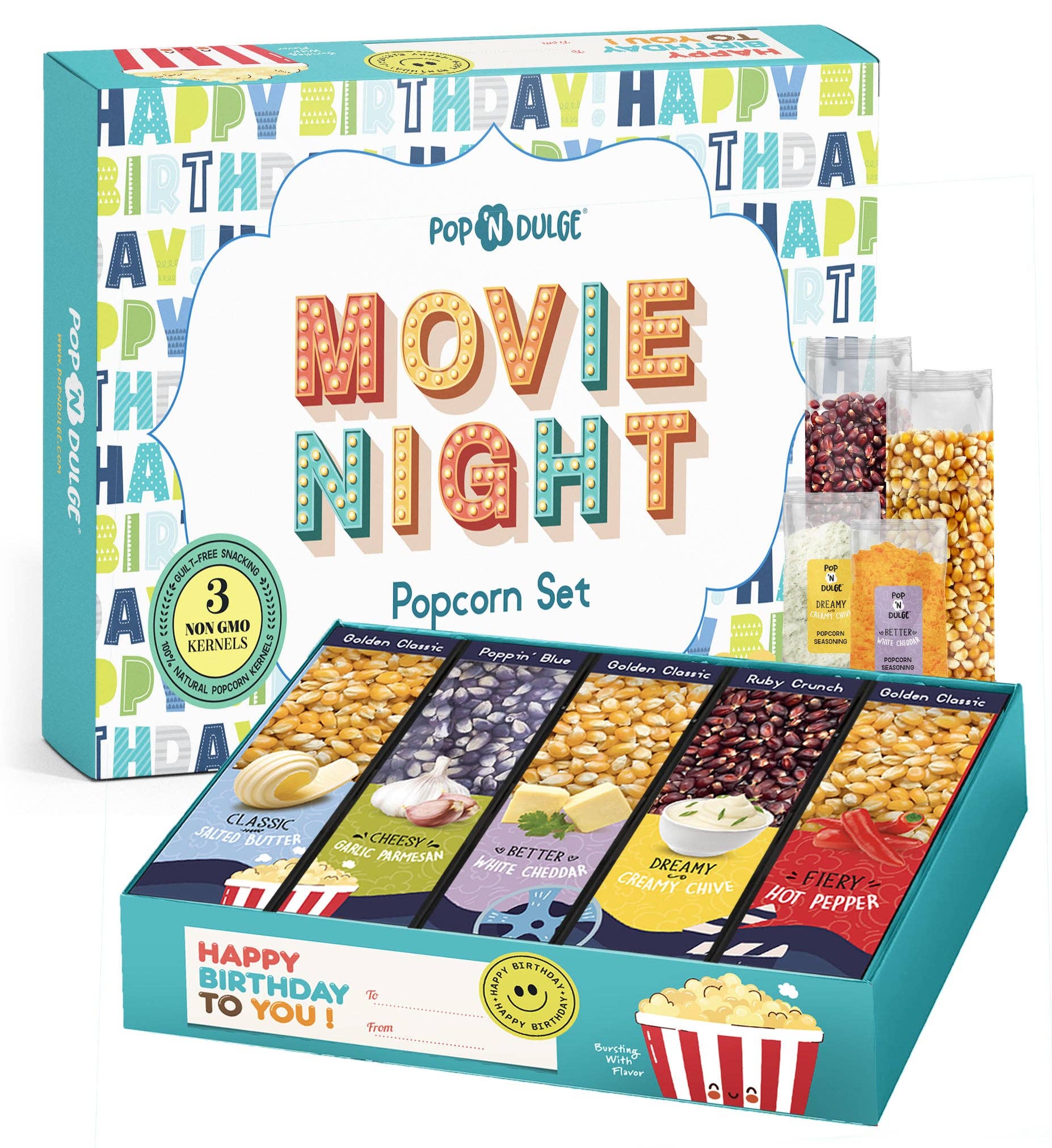 Pop 'N Dulge - Birthday Movie Night Popcorn Gift Set by SidePony Boutique