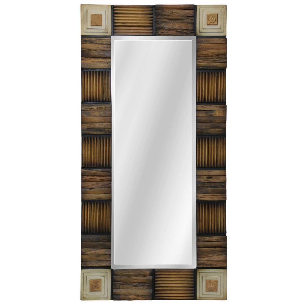 Mirror Natural Wood with Resin Embellishments 48in x 24in by Homeportonline