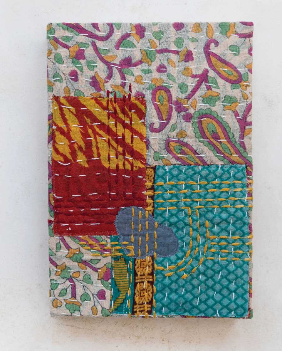 Kantha Fabric Covered Journal 7"x 10"h by Homeportonline