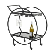 Black Metal Rolling 2 Mirrored Shelf Bar Cart by Homeportonline