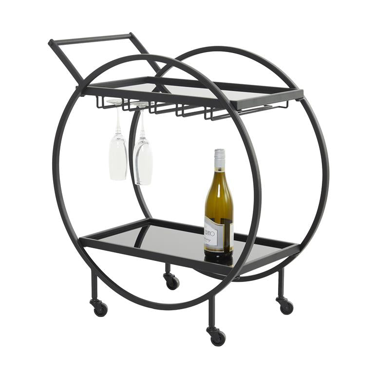 Black Metal Rolling 2 Mirrored Shelf Bar Cart by Homeportonline