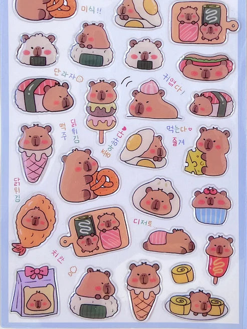 Stickers Puffy Capybara Food by Homeportonline