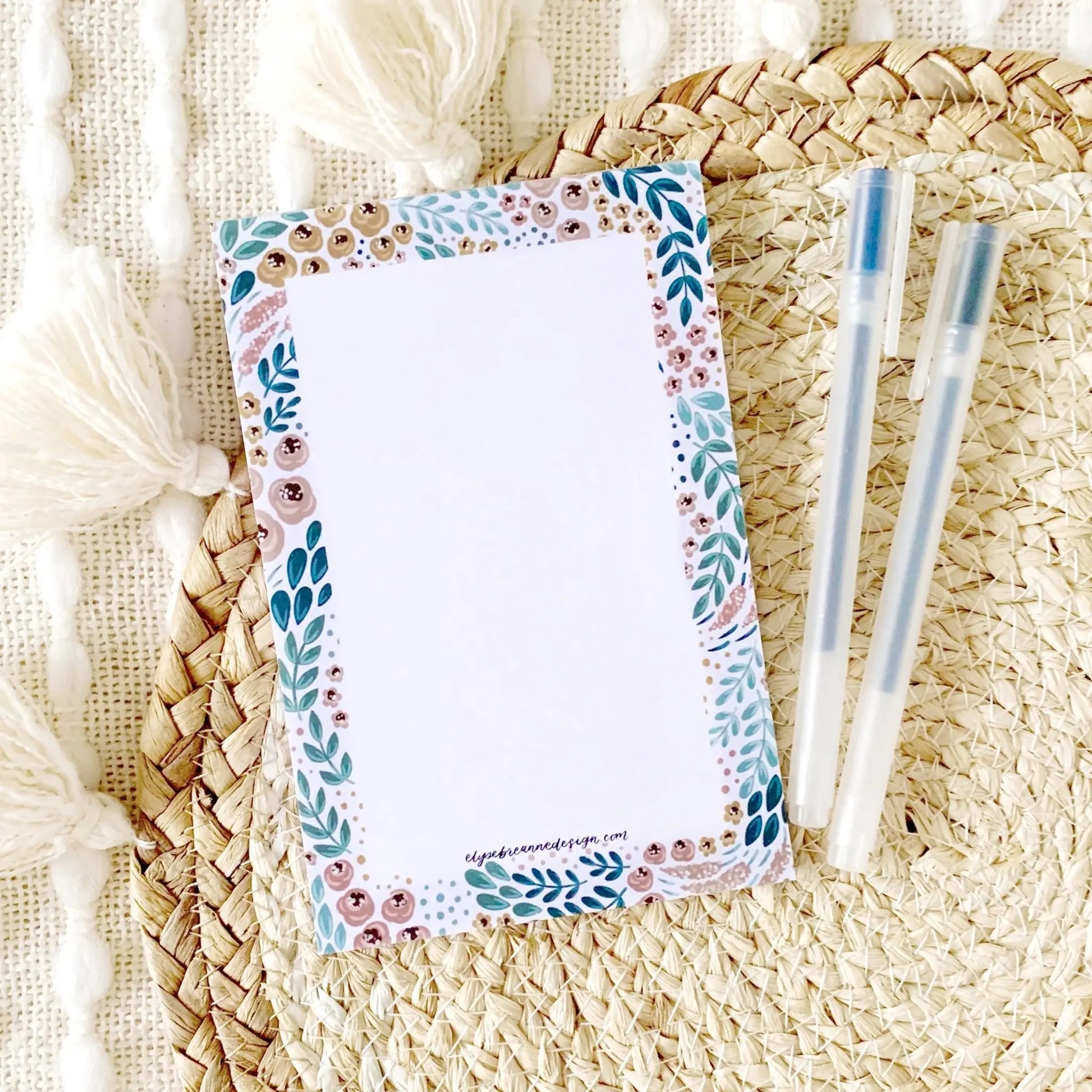 White Floral Notepad by Wild Lark