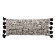 Pillow Lumbar Black and Natural with Tassels by Homeportonline