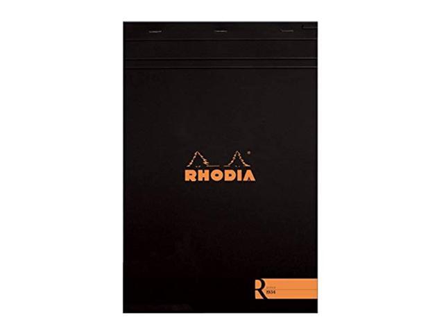 Rhodia R Head Stapled Pad, No18 A4, Lined - Black