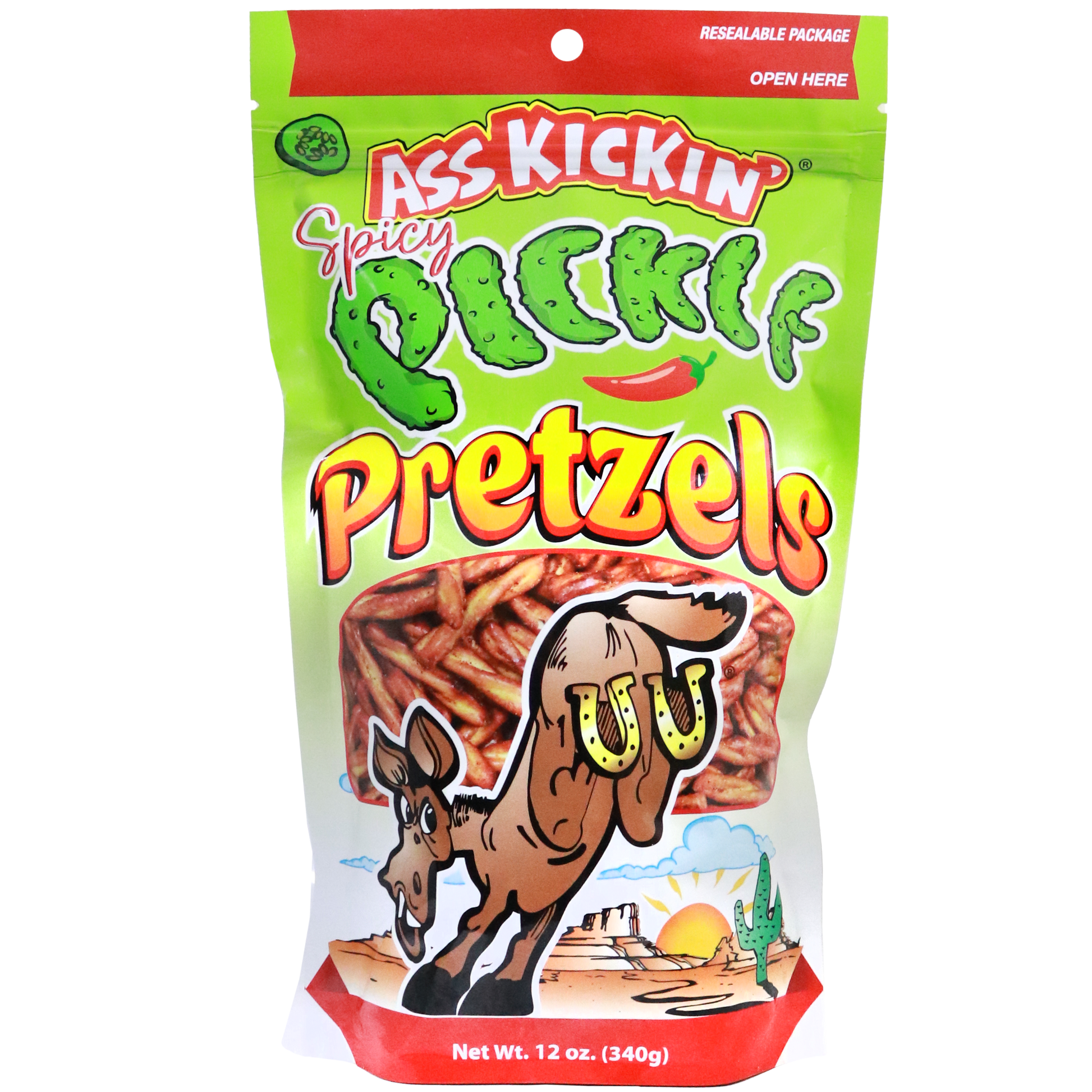 Ass Kickin’ Spicy Pickle Twisted Pretzels 12oz Bag by Homeportonline