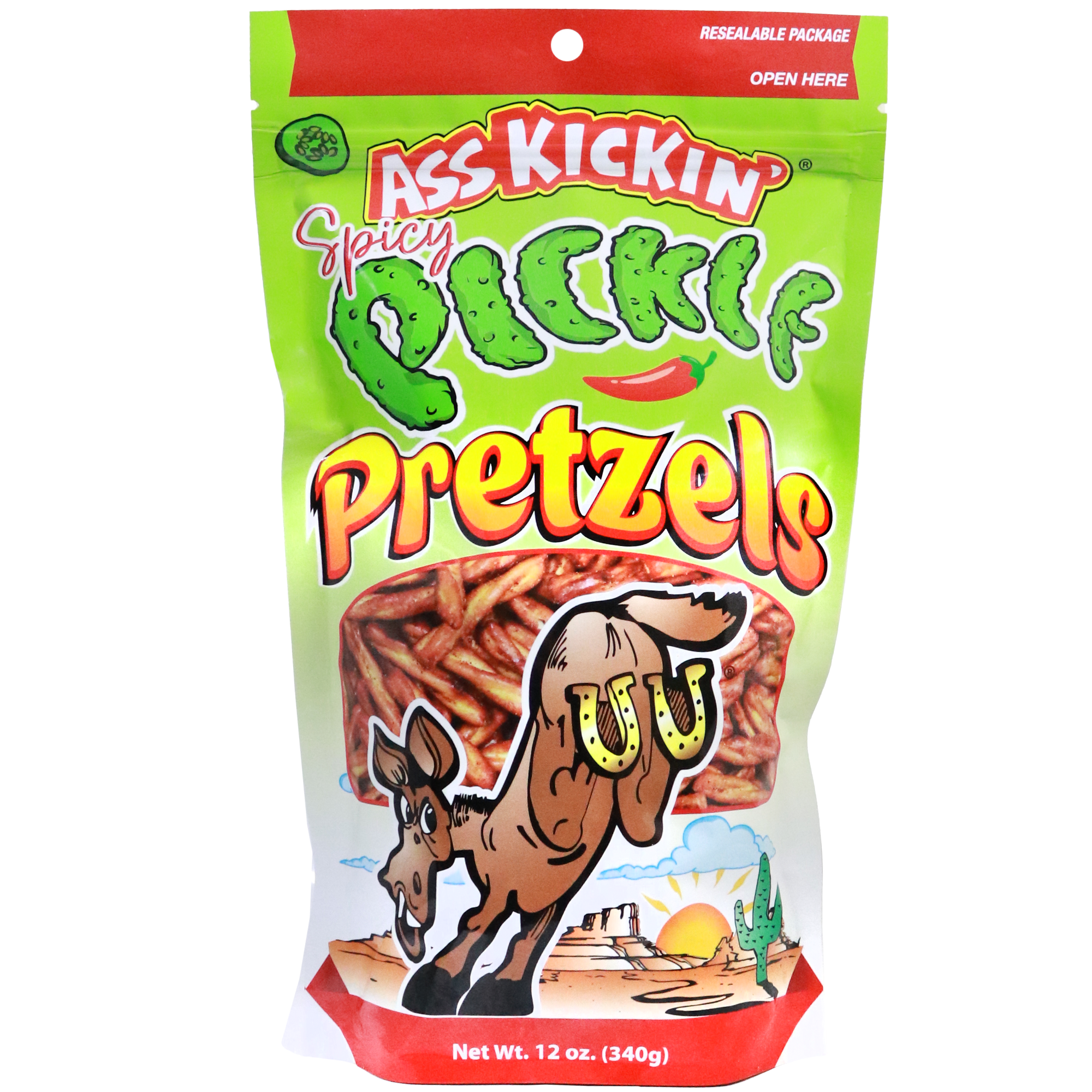 Ass Kickin’ Spicy Pickle Twisted Pretzels 12oz Bag by Homeportonline