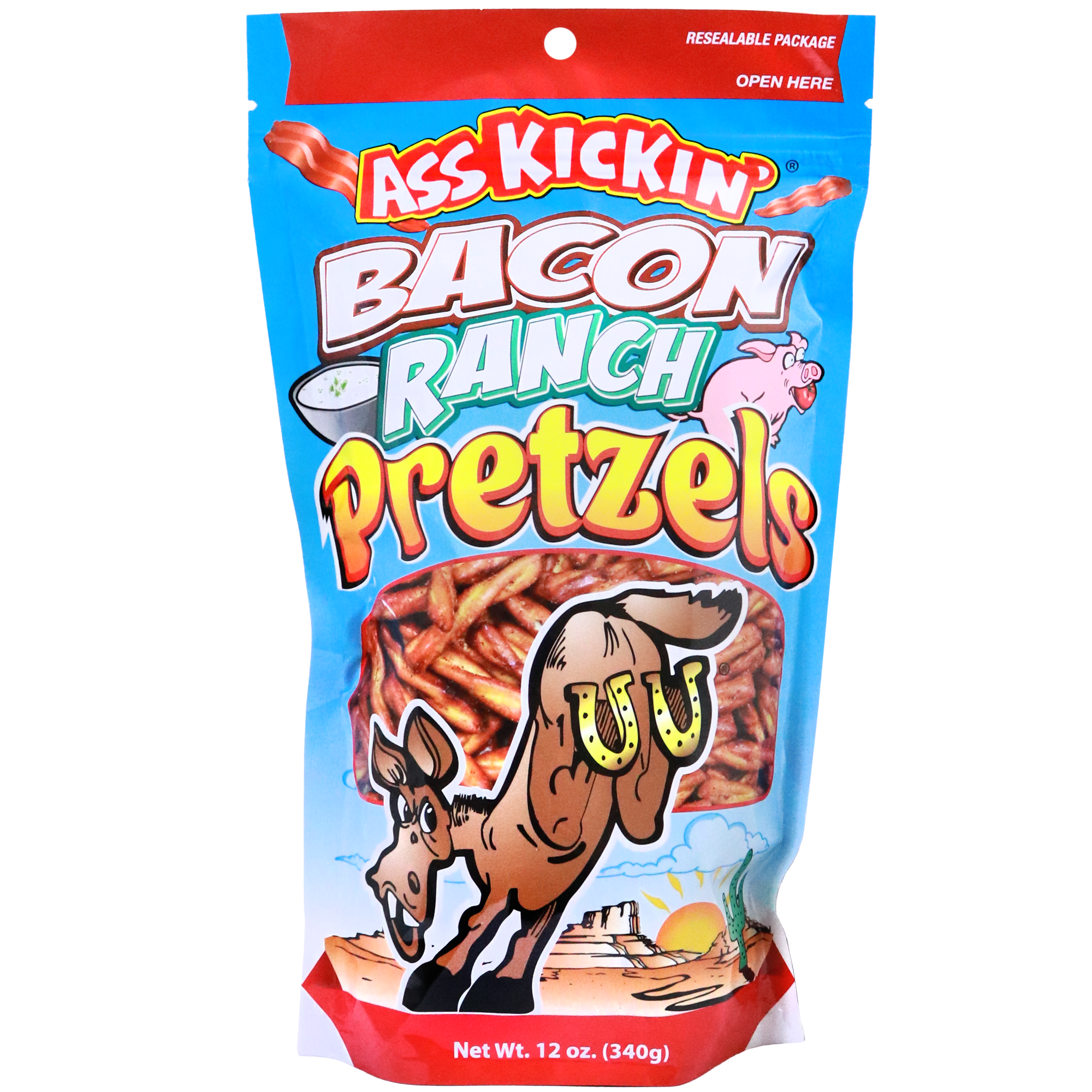 Ass Kickin’ Bacon Ranch Twisted Pretzels 12oz Bag by Homeportonline