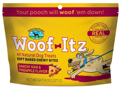 American Natural Premium Dog Treat Woof-Itz Dancin' Ham & Pineapple 8oz