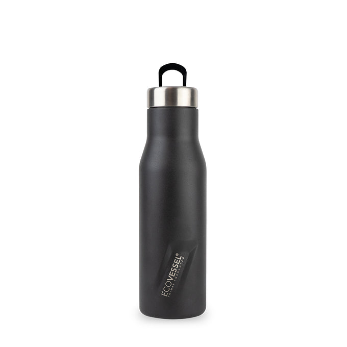 Water/Wine Bottle - The Aspen Insulated Stainless Steel Black 16oz by Homeportonline