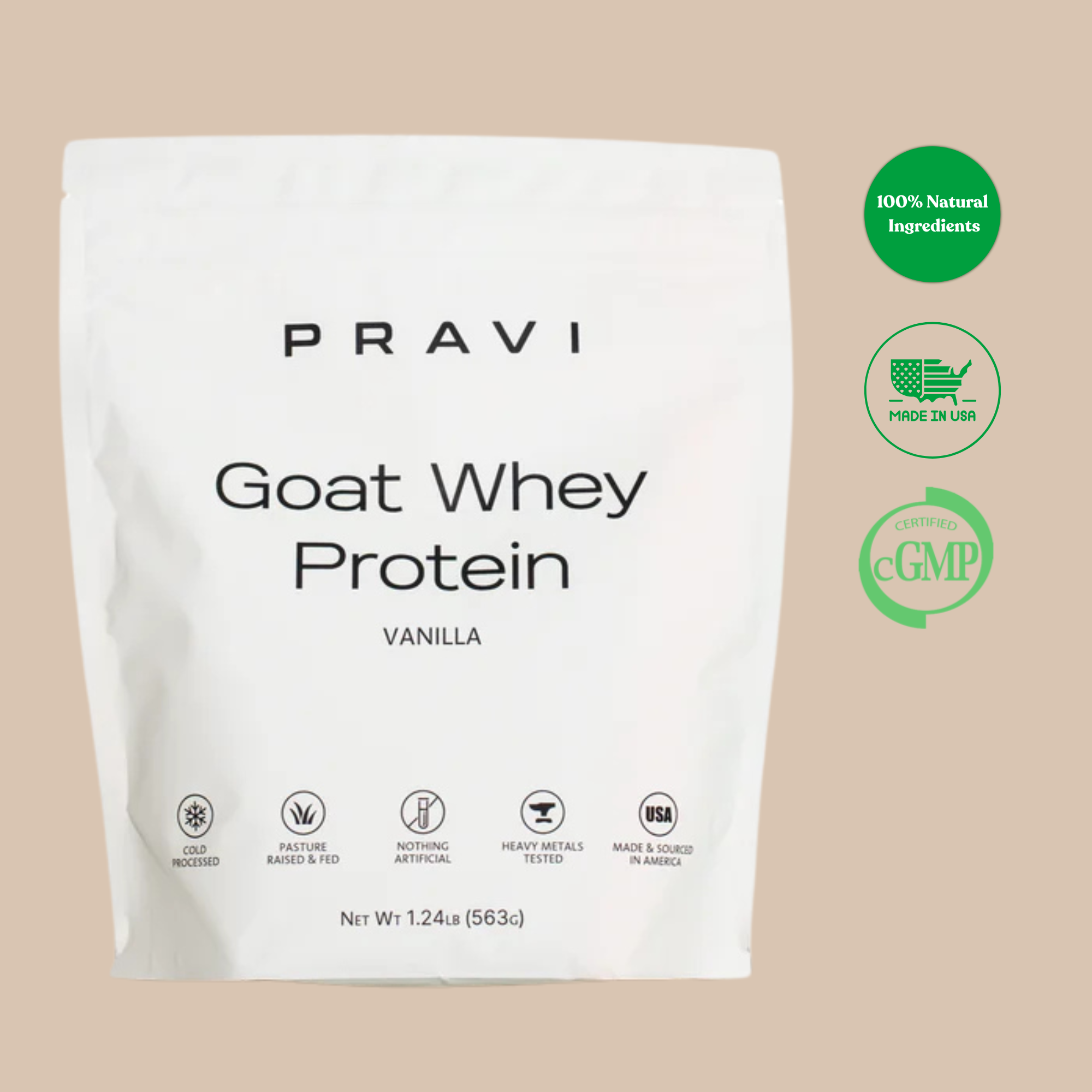 Vanilla Goat Whey Protein by PRAVI Nutrition