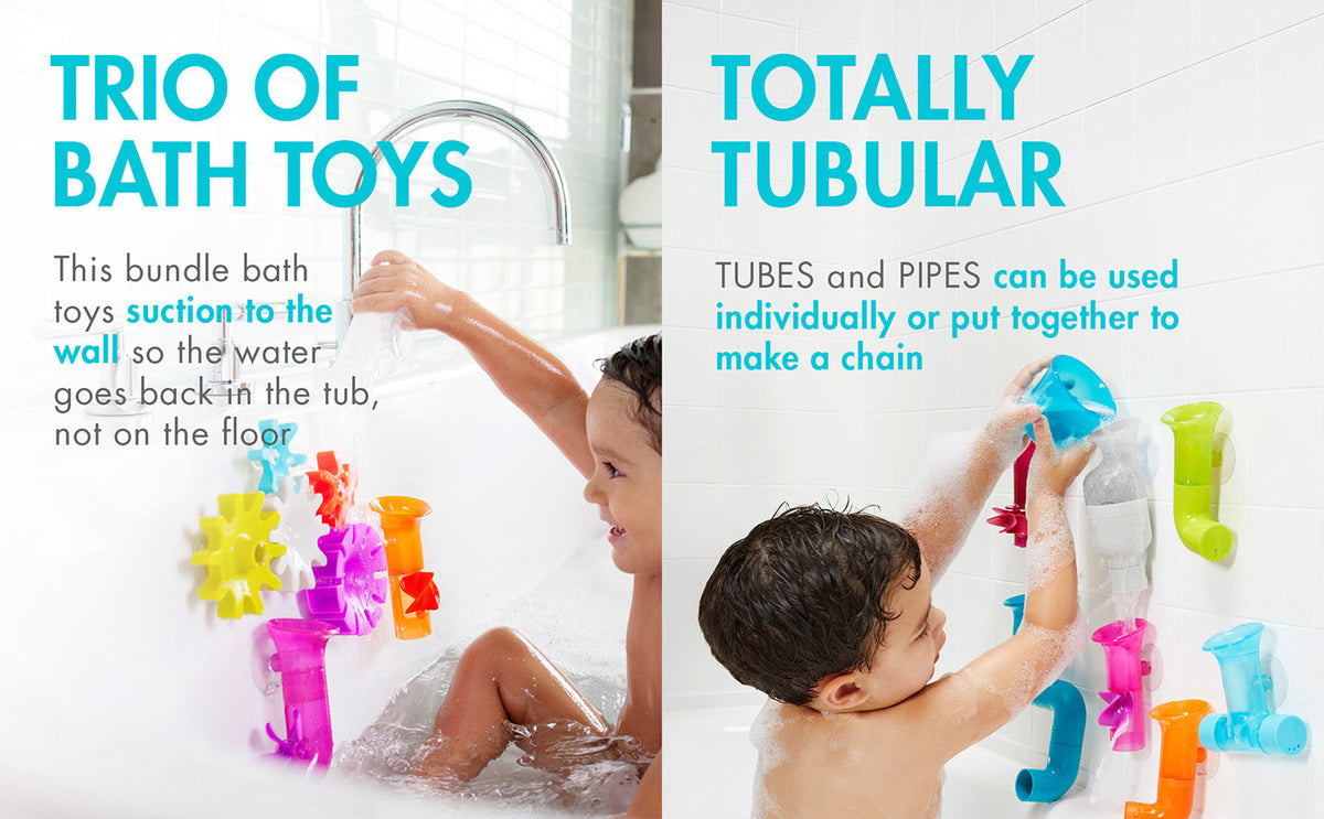 Pipes & Cogs & Tubes | 13 Piece Bath Toy Bundle